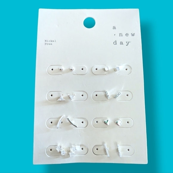 New Crystal Star & Heart Studs Silver Stud Earrings A New Day 8 Pairs of Studs - Picture 3 of 8